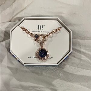 Rose Gold Necklace with Deep Blue Pendant